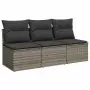 vidaXL Градински диван с възглавници, 3-местен, сив, полиратан, снимка 1