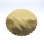 2598 Картонена кръгла подложка за торта поднос, 30см, къдрава, златиста, снимка 2