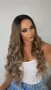 86см Кестенява къдрава лейс фронт перука - lace front wig, снимка 1