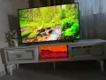 ТВ шкаф с електрическа камина с реалистичен пламък и LED ефект на пламък – без телевизор, снимка 1