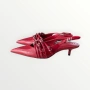 Red buckle slingback kitten heels, снимка 4