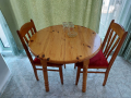 Кръгла кухненска трапезна разтегателна маса с 4 броя кухненски стола, налични 3 комплекта, снимка 4