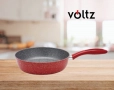 Кухненски тиган Voltz, 24см./ 26см., Дълбок,  Мраморно покритие, Индукция,  Червен, снимка 1