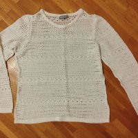 Бял фин памучен пуловер, снимка 6 - Блузи с дълъг ръкав и пуловери - 42847505