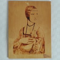 Дамата с хермелина - пирография, снимка 1 - Картини - 29245114