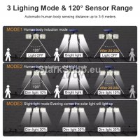 Соларна сензорна лампа с три глави, снимка 2 - Соларни лампи - 38492084