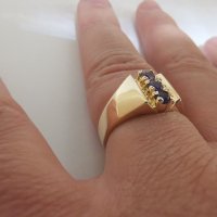 Златен пръстен с лилав аметист , снимка 10 - Пръстени - 30283686
