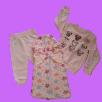 Сет от три части за бебе в розово с ватирана грейка, снимка 2 - Комплекти за бебе - 42920360