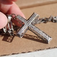 Сребърен кръст със синджир 925, снимка 7 - Колиета, медальони, синджири - 32033902