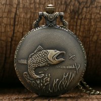 Красив Джобен часовник с риба риболовец рибар улов въдица, снимка 4 - Други ценни предмети - 30145170