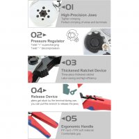 Клещи за кримпване на кабелни накрайници STELS RX-97 Pro, 0.25 ÷ 6 мм², снимка 10 - Клещи - 40206224