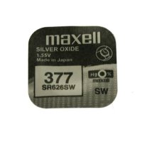 Сребърна плоска батерия MAXELL 1,5V 377A (SR626SW), снимка 1 - Друга електроника - 42632672