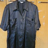Черна сатенена риза, XL, снимка 1 - Ризи - 44350123