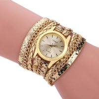 Дамски ръчен часовник тип гривна с верижки за увиване около китката. Цветове - бял или златен., снимка 1 - Дамски - 42881232