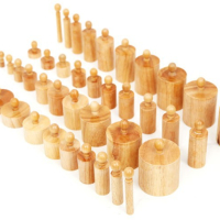 Дървени цилиндри теглилки с дръжки професионални Монтесори материали, снимка 4 - Образователни игри - 38857558