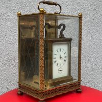 Каретен часовник репетир,будилник и гонг, снимка 2 - Антикварни и старинни предмети - 31444712