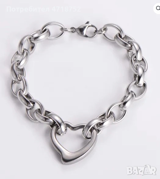 висококачествена стоманена гривна със сърце,стилна верижка, снимка 1