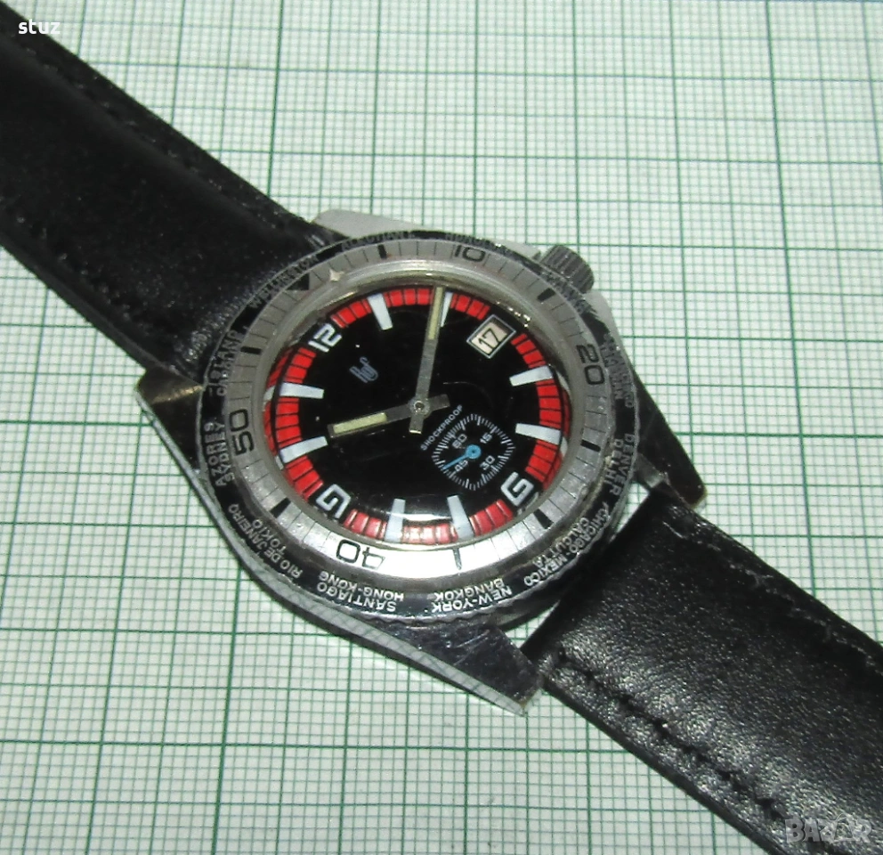 Мъжки механичен ръчен часовник Rof World Time, снимка 1