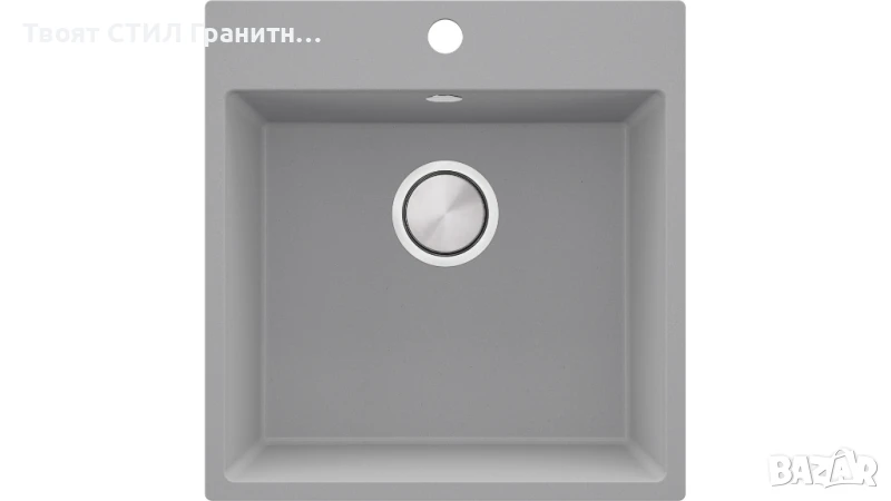 Сива кухненска мивка от гранит Рига 50 XL 480 x 500 мм, снимка 1
