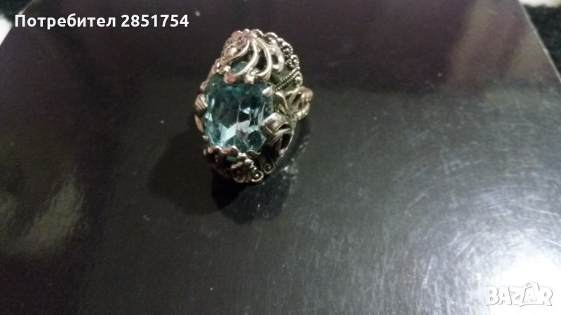 Старинен посребрен пръстен с опал , снимка 1