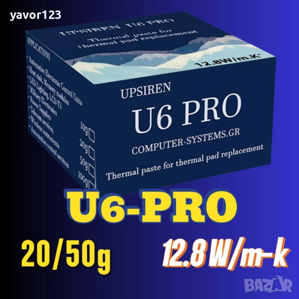 20/50гр UPSIREN U6 PRO 12.8 W/m.K течен термопад/thermal putty, снимка 1