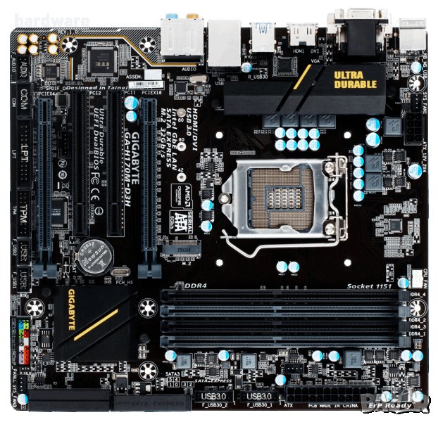 дънна платка gigabyte h170m d3h socket сокет 1151, снимка 1