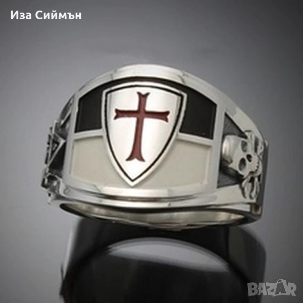 Сребърен пръстен тамплиер, снимка 1