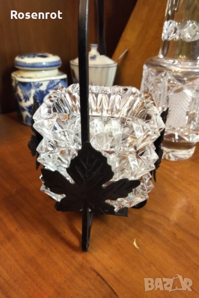 Бохемия кристални мини пепелници стойка ковано желязо , снимка 1