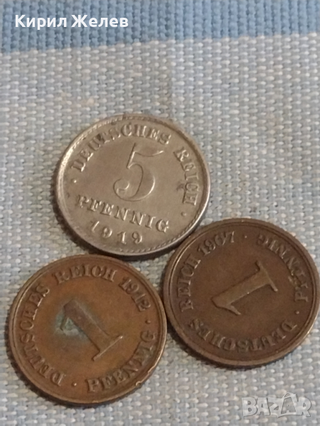 Три монети DEUTCHES REICH PFENNIG Германия стари редки за КОЛЕКЦИЯ 31453, снимка 1