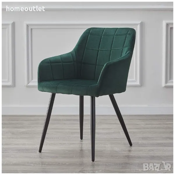 Трапезни столове с кадифена тапицерия, к-т от 2бр - C-UDC066GR, снимка 1