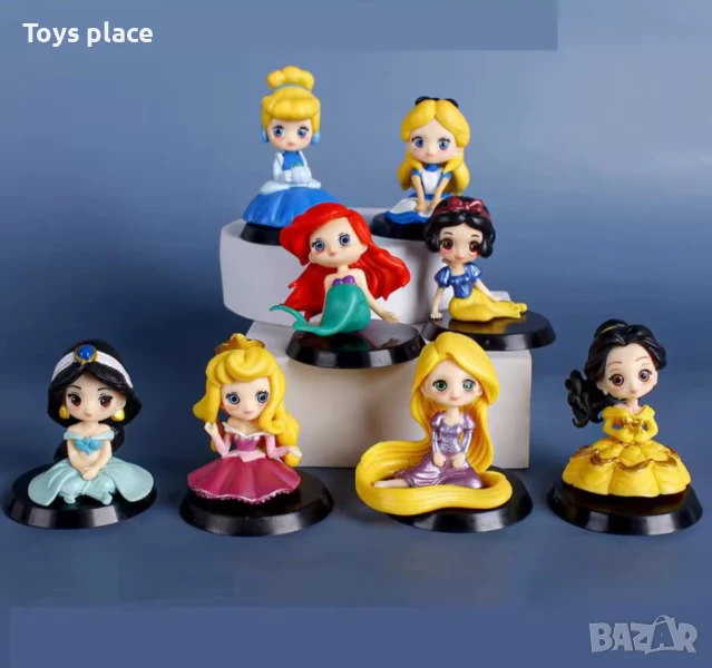 8бр фигурки за торти Disney princess Снежанка, Рапунцел, Ариел, Пепеляшка, Бел, Спящата красавица , снимка 1