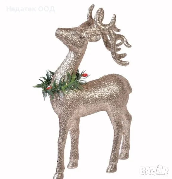 Коледна, декоративна, фигура, Елени, венец, шампанско, 22 см, снимка 1