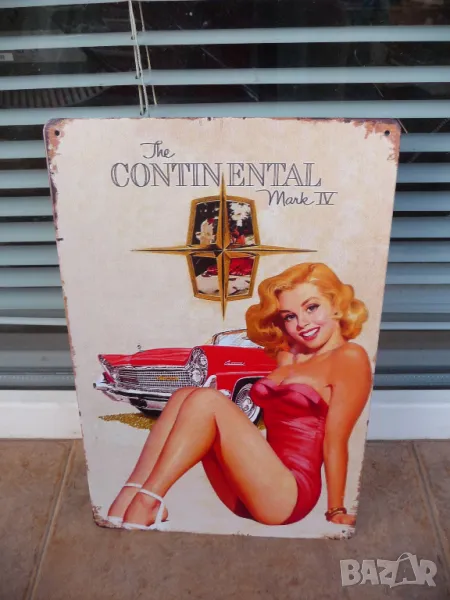 Метална табела кола The Continental Mark IV момиче реклама еротика, снимка 1