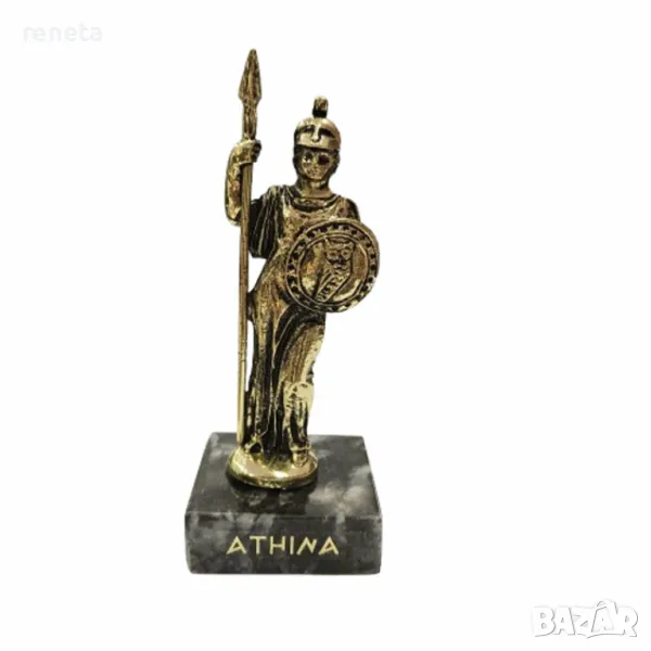 Статуетка Атина, Метална, Мраморна основа, Златиста, 10 см, снимка 1