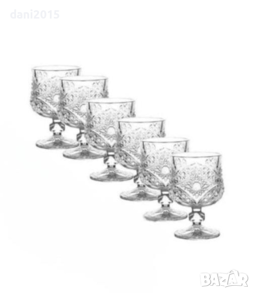 Комплект от 6 бр. чаши за вино със столчета за елегантно сервиране, снимка 1