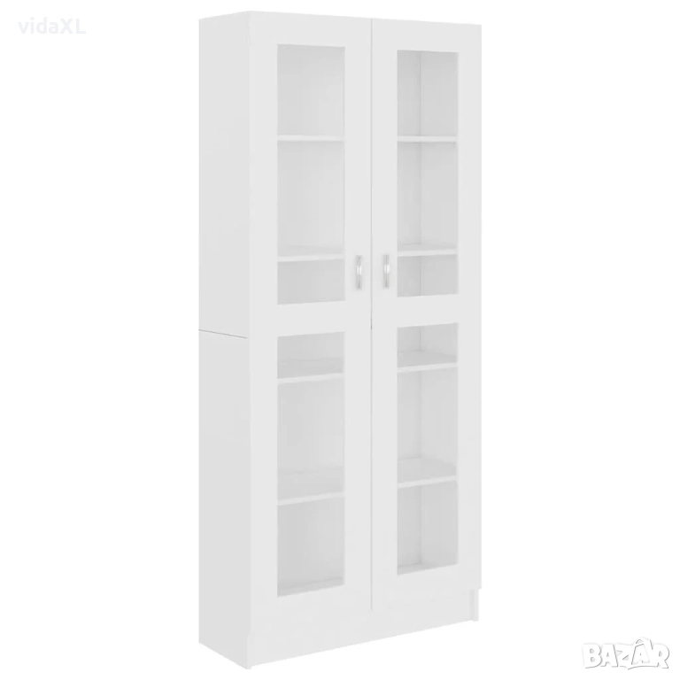vidaXL Шкаф витрина, бял, 82,5x30,5x185 см, инженерно дърво(SKU:802768), снимка 1