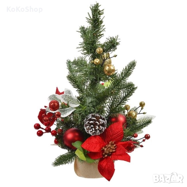 Коледна елха с украса-40 см./украсена коледна елха/изкуствена елха/елха, снимка 1