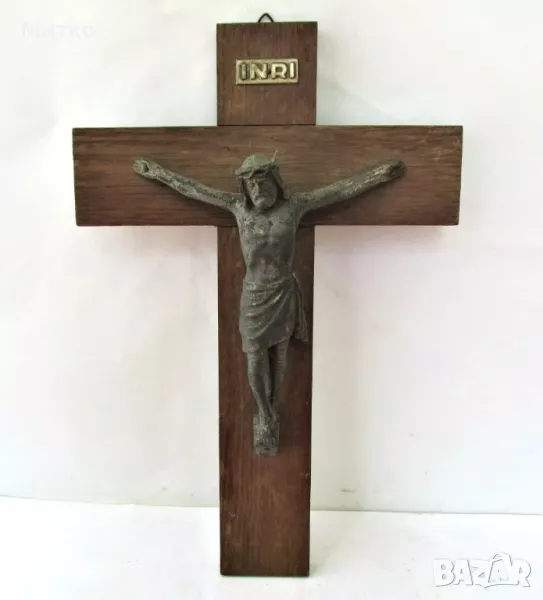 Стар голям кръст,разпятие за стена , снимка 1