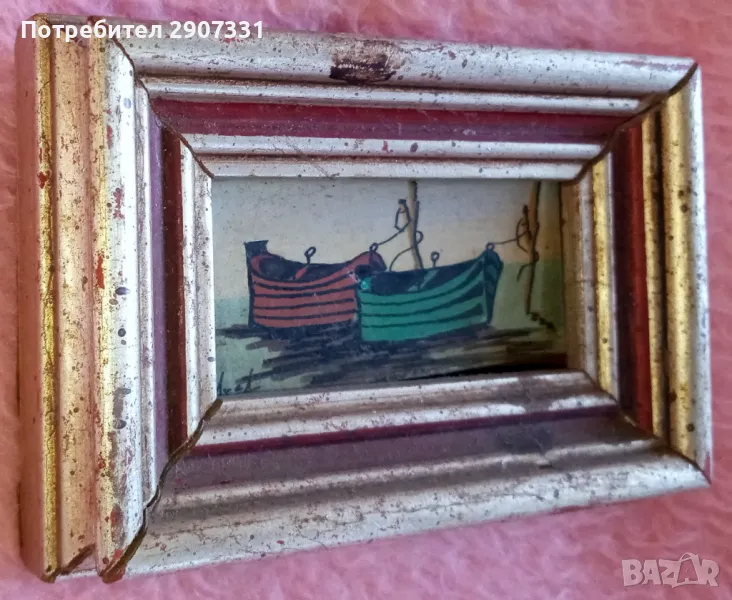 Старина картина с лодки. Италия, снимка 1