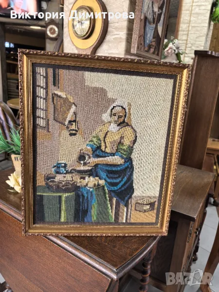 Гоблен "Млекарката", по картина на Вармеер, снимка 1