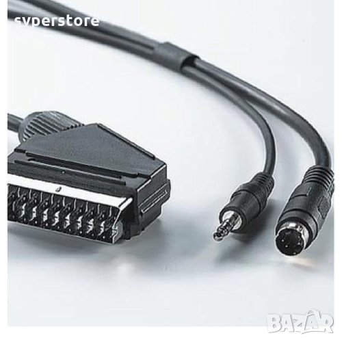 Кабел S-video и Стерео жак към Скарт 10м Digital One SP01309 Cable SCART-M/SVHS, 3.5mm-M, снимка 1