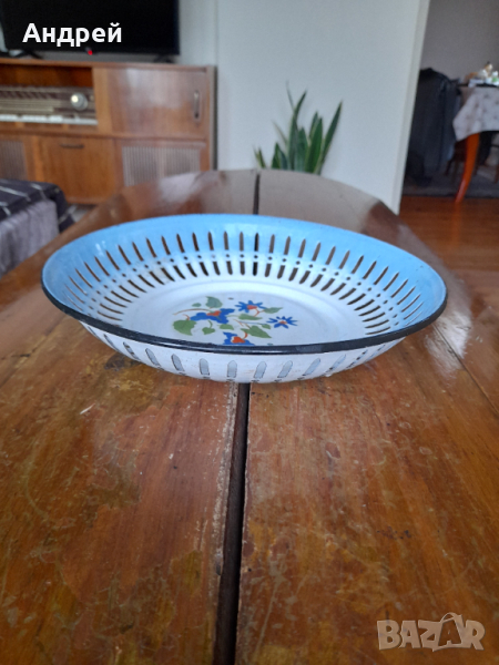 Стара емайлирана чиния,фруктиера #7, снимка 1