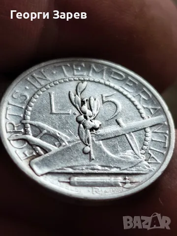 5 лири 1935 год,Сан Марино, сребро, тегло 5.00 гр, проба 835/1000, снимка 5 - Нумизматика и бонистика - 55971216