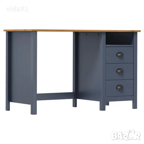 vidaXL Бюро Hill с 3 чекмеджета сиво 120x50x74 см бор масив