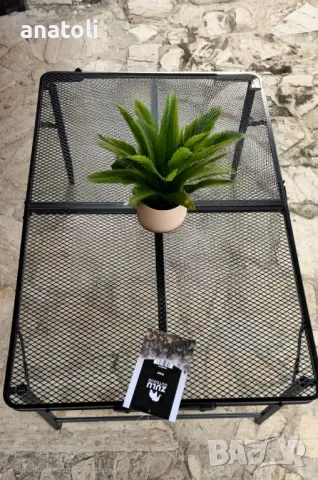 Метална сгъваема маса за градина или туризъм, 90x60x66 см, регулируема черна чисто нова от Германия , снимка 17 - Маси - 49660299