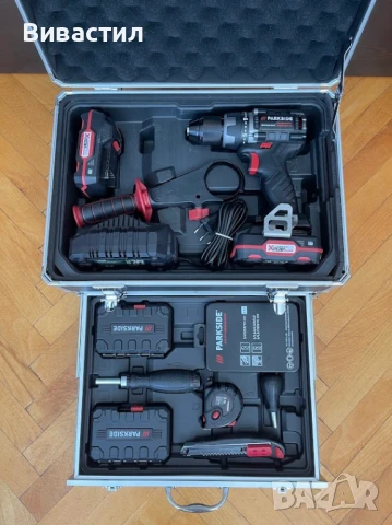 Parkside Performance Черен Винтоверт Парксайд с AL куфар с аксесоари