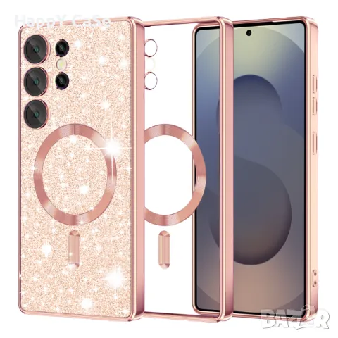 Samsung Galaxy S25 Ultra S25+ S25 / Glitter MagSafe Лукс силиконов кейс гръб калъф, снимка 12 - Калъфи, кейсове - 48884066
