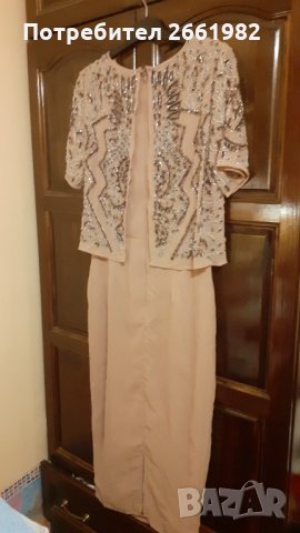 Маркова рокля с бродирани камъни в цвят пепел от роза, снимка 8 - Рокли - 34484602