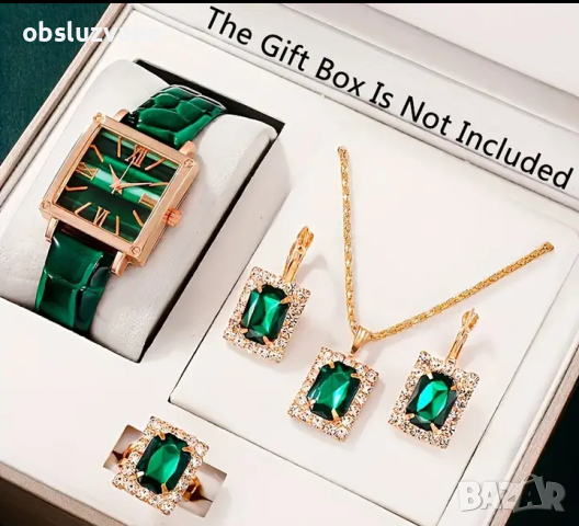 Сет часовник, обеци, ланче и пръстен, снимка 6 - Бижутерийни комплекти - 44719883