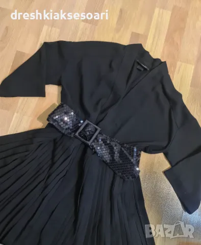 Черно манто,палто,рокля плисирана, снимка 4 - Рокли - 48343000